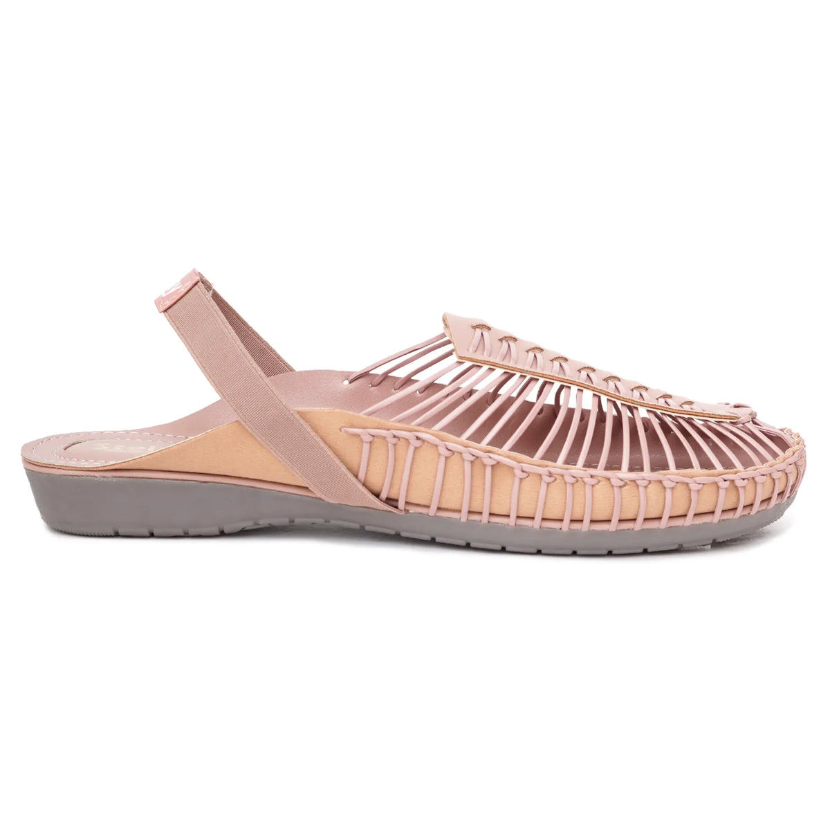 Peach Handcrafted Flat Sandal Clogs-4