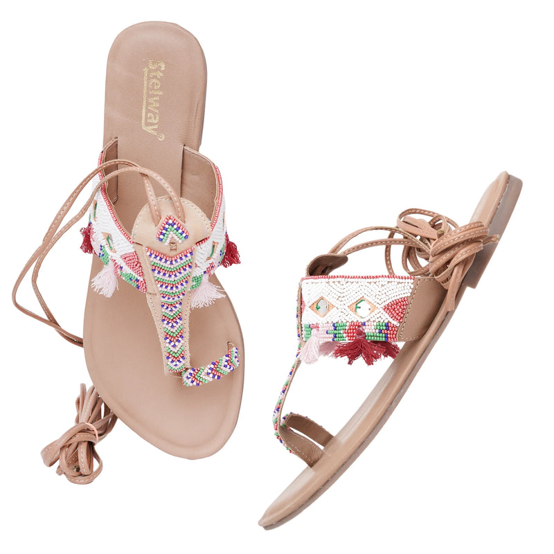 Stelway Exclusive Leather Lace up Flats-5