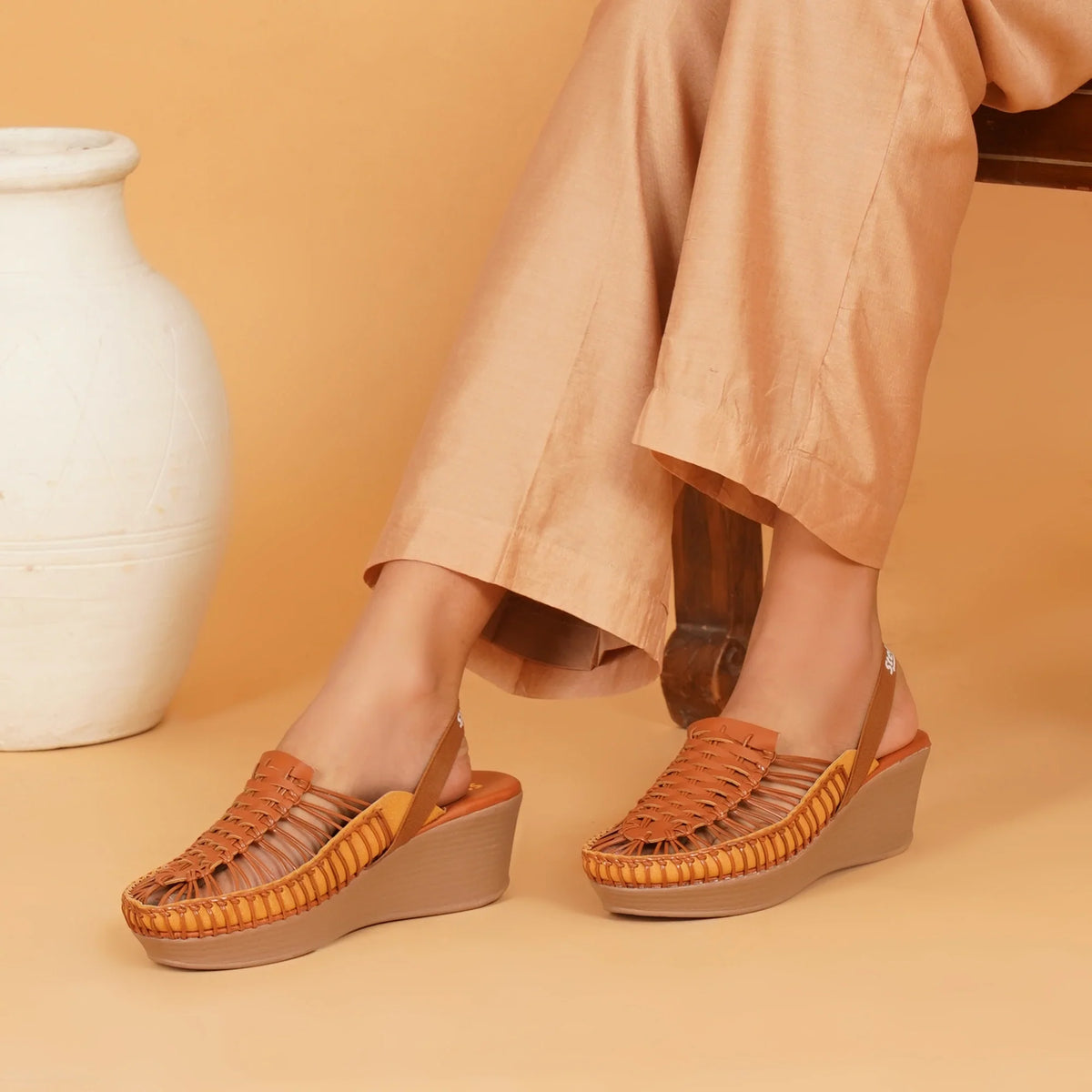 Stelway Exclusive Tan wedges-2