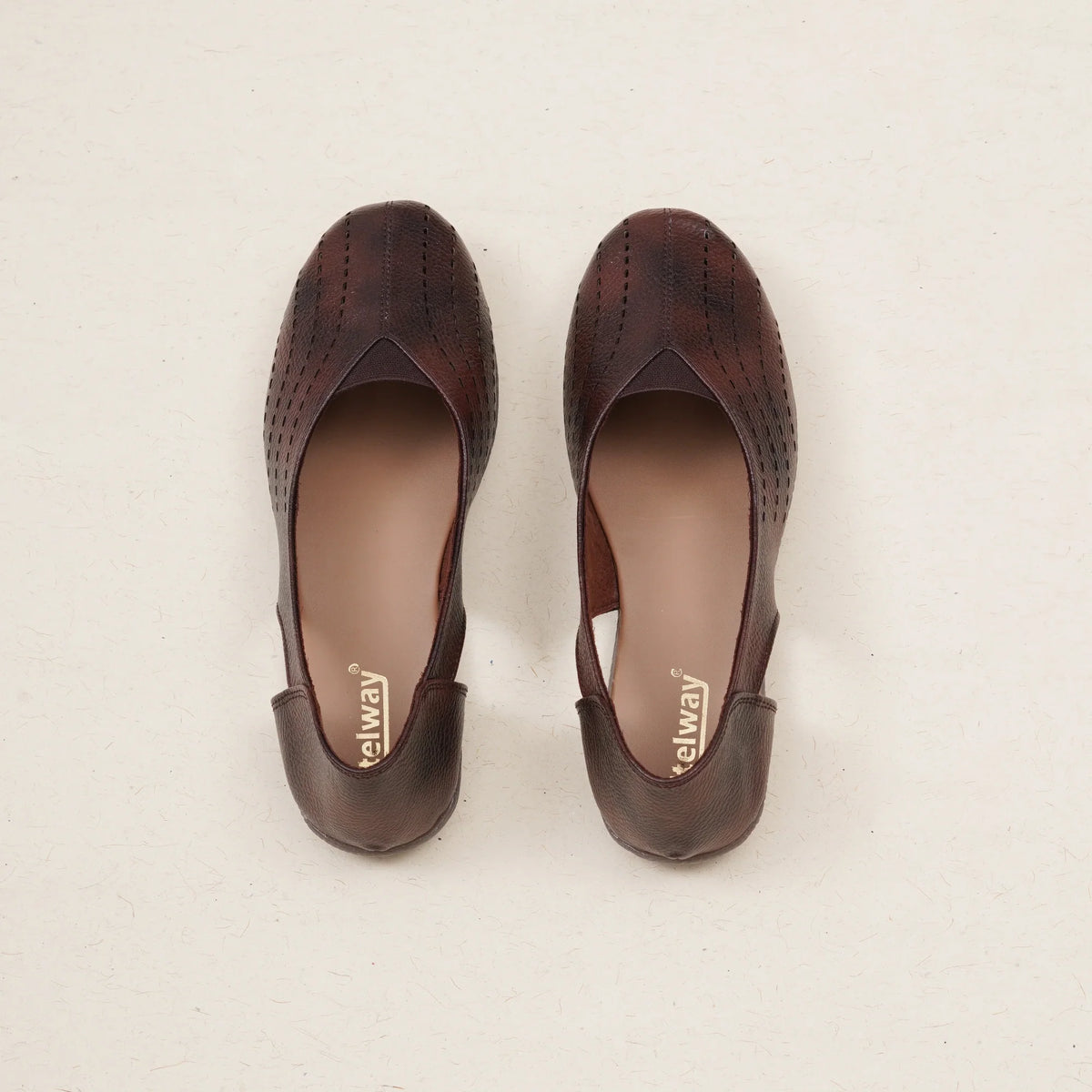 Stelway Brown Lasercut Ballet Flats-7