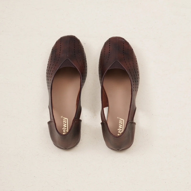 Stelway Brown Lasercut Ballet Flats-7