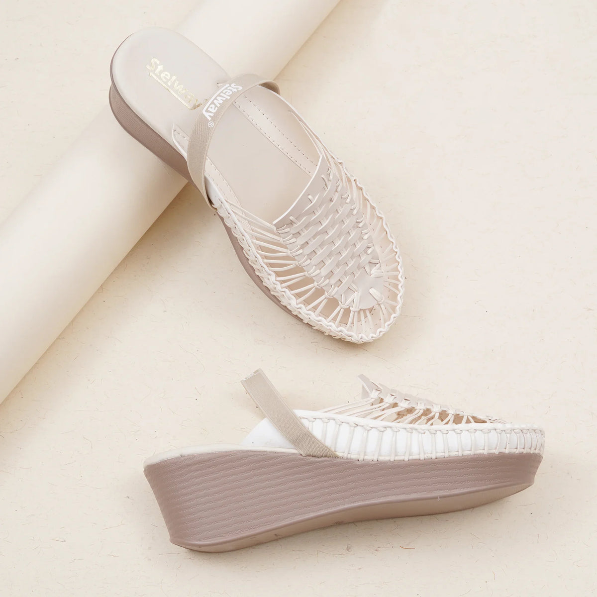 Stelway Exclusive Off White Wedges-7