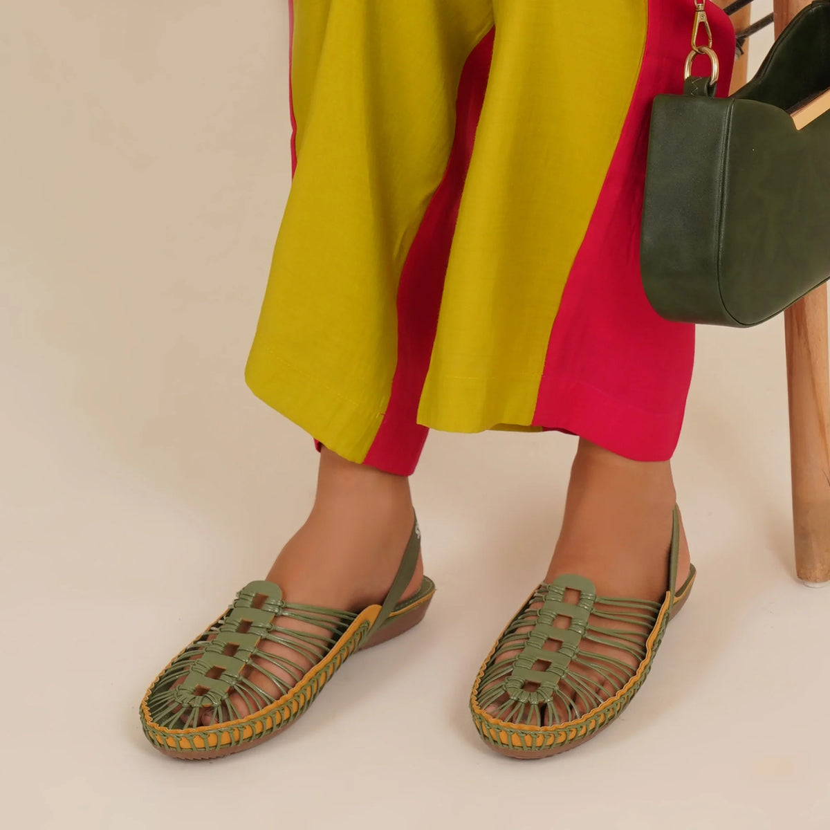Green Handcrafted Clogs-2
