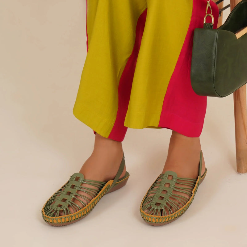 Green Handcrafted Clogs-2