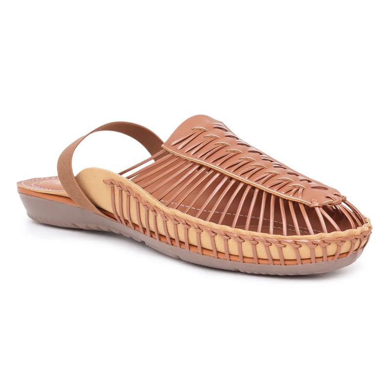 Tan Handcrafted Flat Sandal Clogs-6