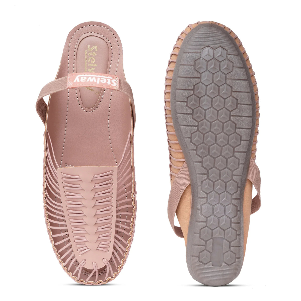Peach Handcrafted Flat Sandal Clogs-9