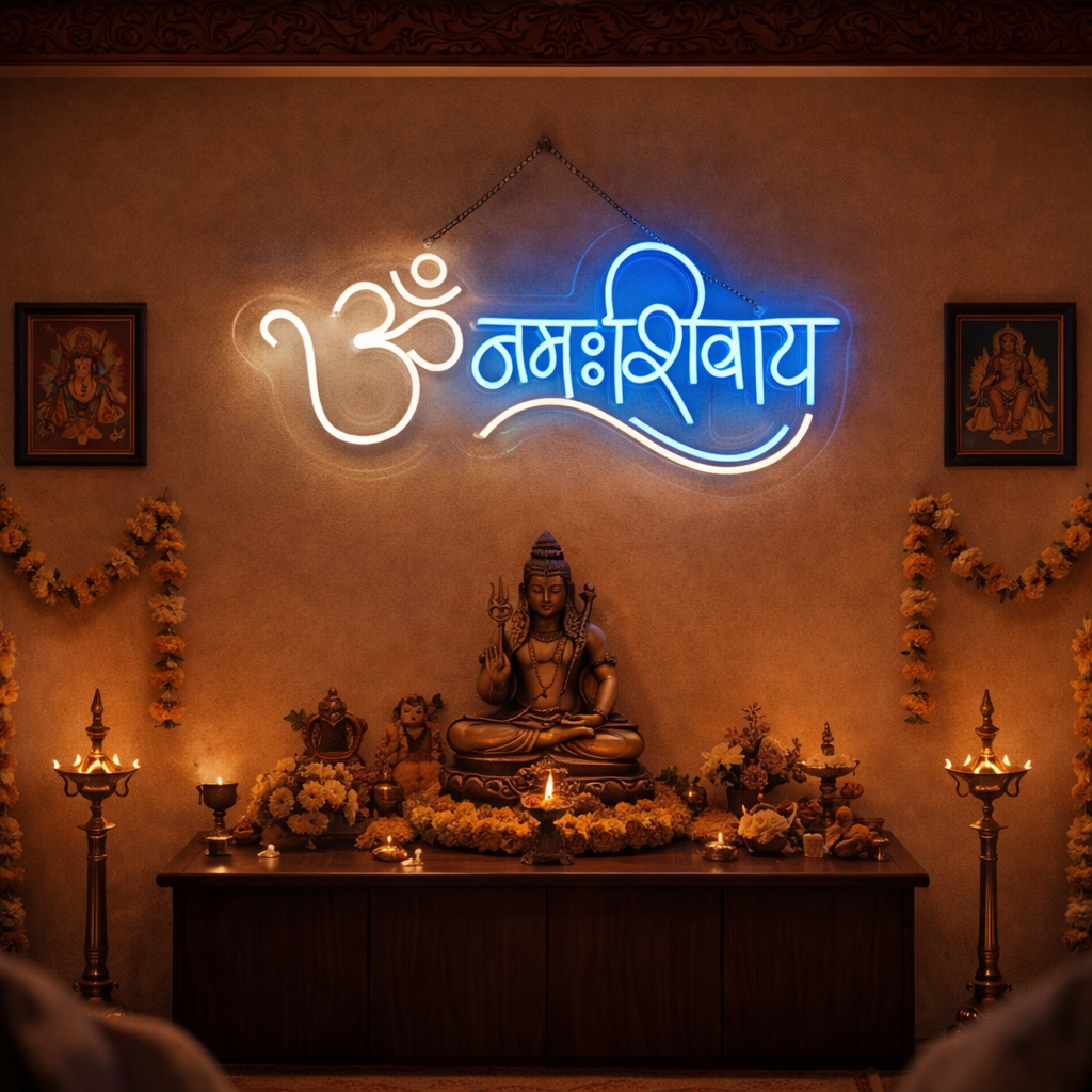 ?️ Om Namah Shivaya Neon Sign – Divine Spiritual LED Wall Light Neonsignsindia
