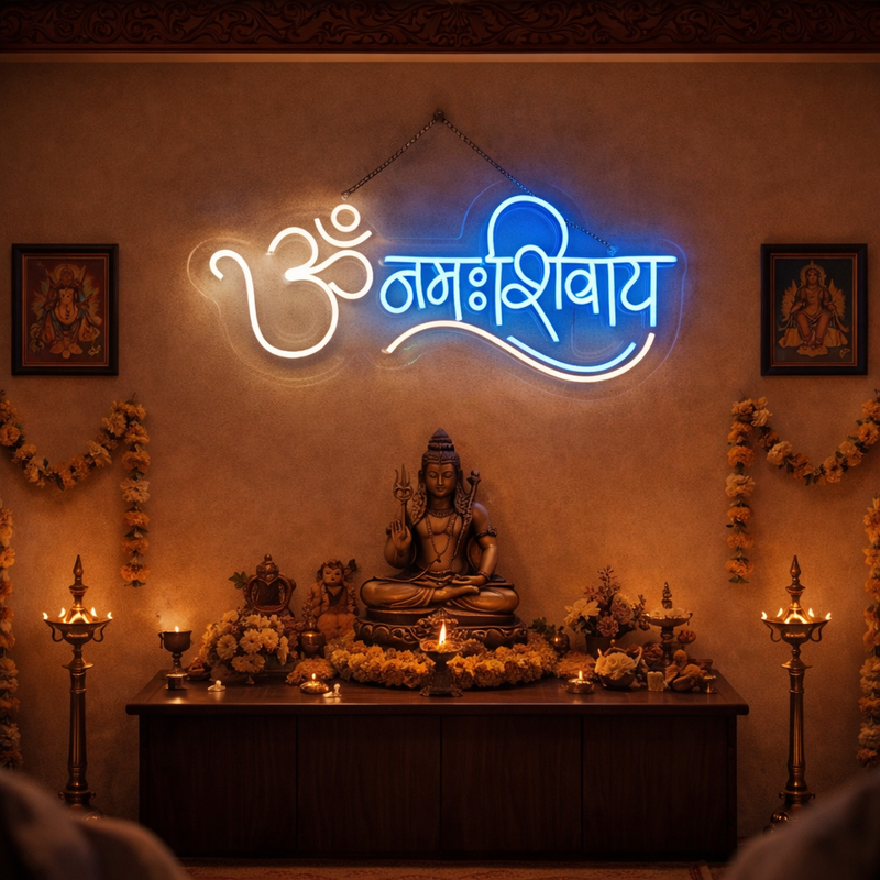 ?️ Om Namah Shivaya Neon Sign – Divine Spiritual LED Wall Light Neonsignsindia