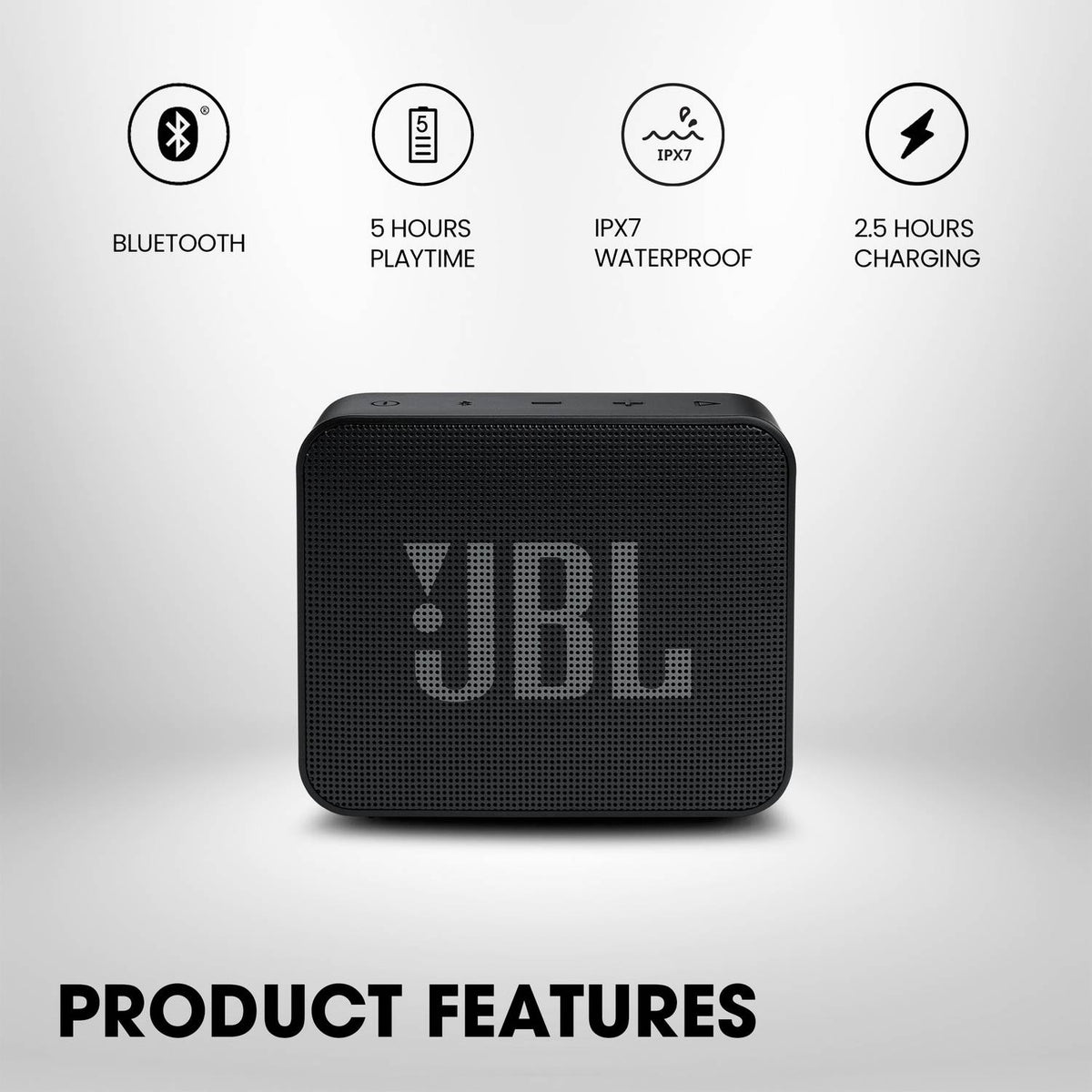 JBL Go Essential with Rich Bass, 5 Hrs Playtime, IPX7 Waterproof, Ultra Portable 3.1 W Bluetooth Speaker