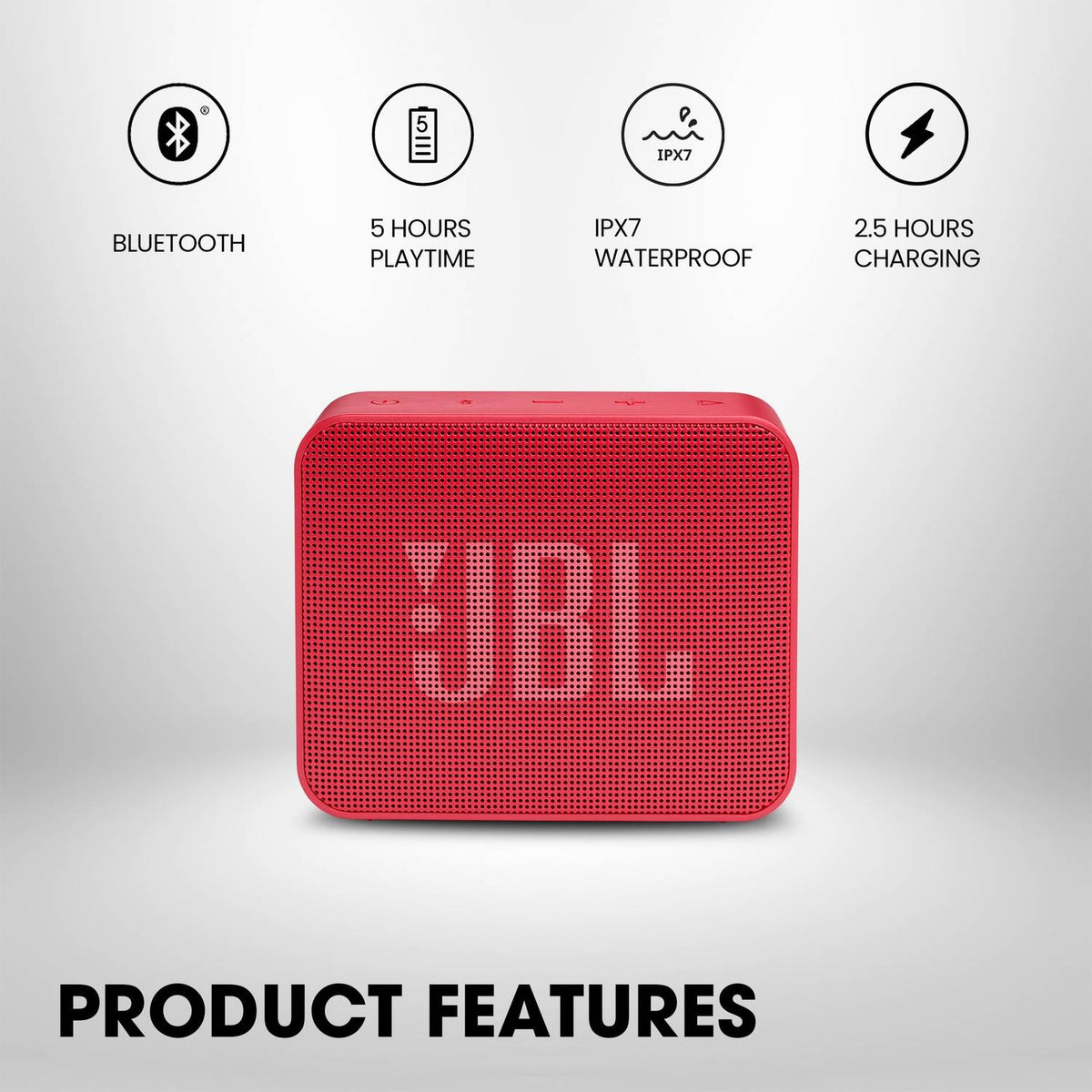 JBL Go Essential with Rich Bass, 5 Hrs Playtime, IPX7 Waterproof, Ultra Portable 3.1 W Bluetooth Speaker