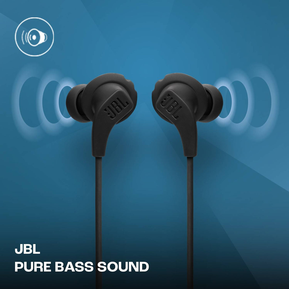 JBL Endurance Run 2 with Fliphook & TwistLock Technology, Pure Bass, IPX5 Sweatproof Wired Headset (Black, In the Ear)