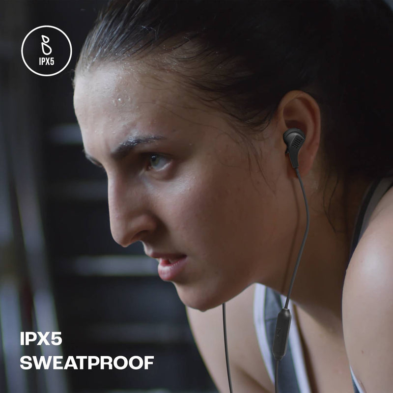 JBL Endurance Run 2 with Fliphook & TwistLock Technology, Pure Bass, IPX5 Sweatproof Wired Headset (Black, In the Ear)
