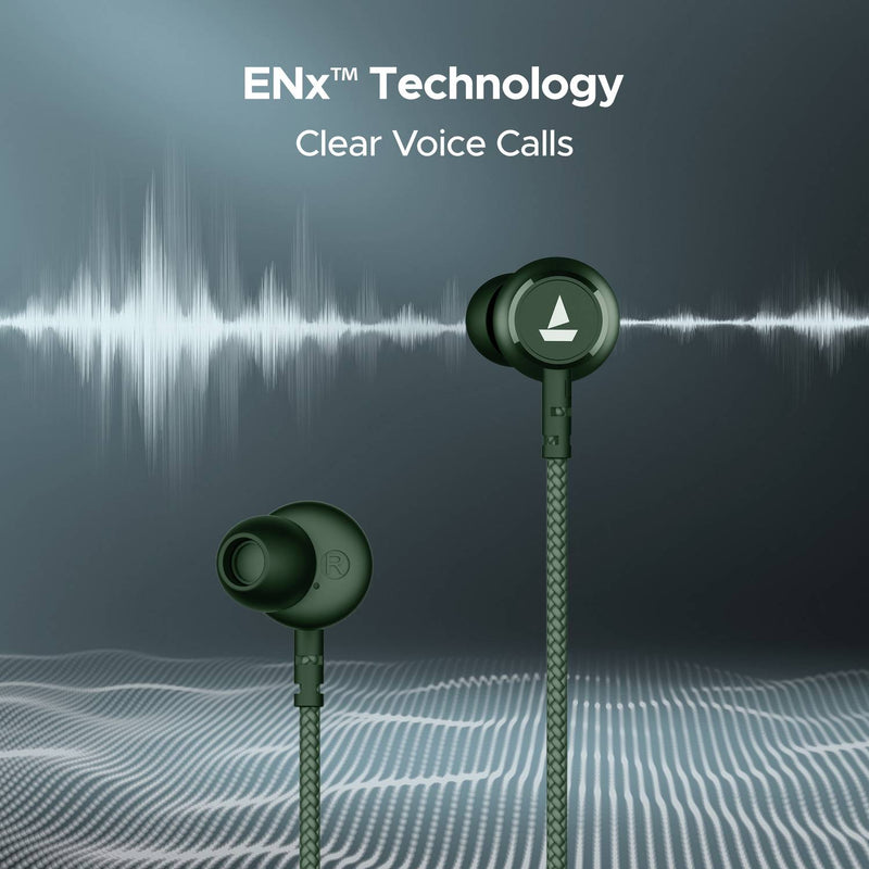 boAt Rockerz 110 with 40 HRS Playback, ENx Technology, Beast Mode & ASAP Charge Bluetooth Headset (Fern Green, In the Ear)