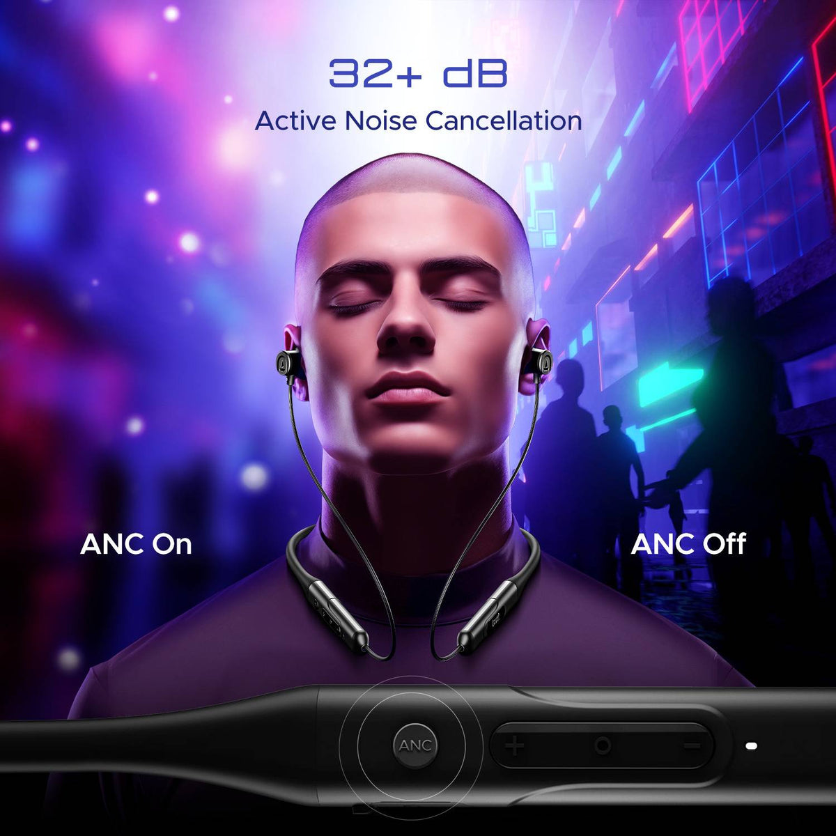boAt Rockerz 255 ANC(32dB) w/ 100 HRS Playback,ASAP Charge,Spatial Audio,AI ENx Tech Bluetooth Headset (Raven Black, In the Ear)