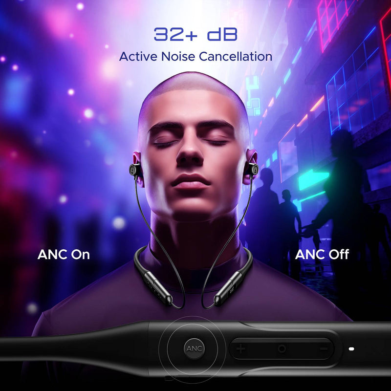boAt Rockerz 255 ANC(32dB) w/ 100 HRS Playback,ASAP Charge,Spatial Audio,AI ENx Tech Bluetooth Headset (Raven Black, In the Ear)