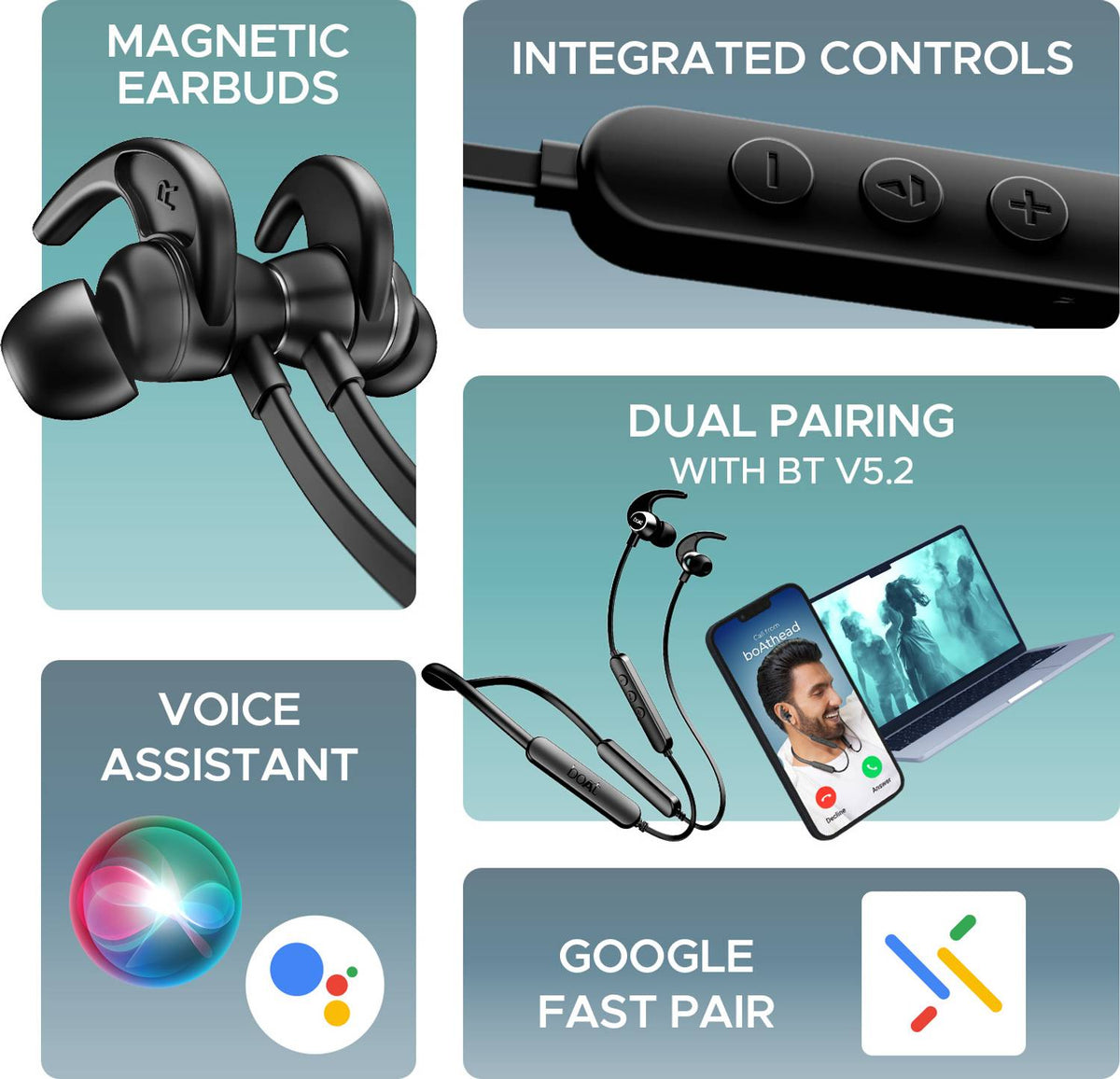 boAt Rockerz 255 Pro+, 60H Battery, ASAP Charge, App Support Bluetooth Headset (Active Black, In the Ear)