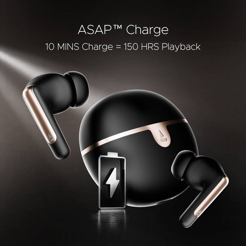 boAt Airdopes 161 ANC Elite,ANC, 50 H Battery,ENx Tech, App Support Bluetooth Headset (Black, True Wireless)