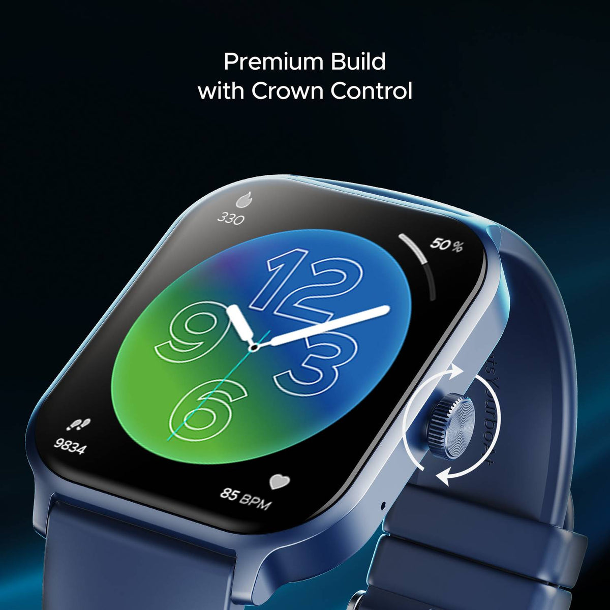 boAt Storm Call 3 Plus w/ Turn by Turn Navigation, QR Tray, 49.7cm(1.96") HD Display Smartwatch (Dark Blue Strap, Free Size)