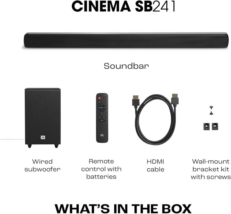 JBL Cinema SB241 2.1, Dolby digital, Wired Subwoofer,HDMI 110 W Bluetooth Soundbar (Black, 2.1 Channel)