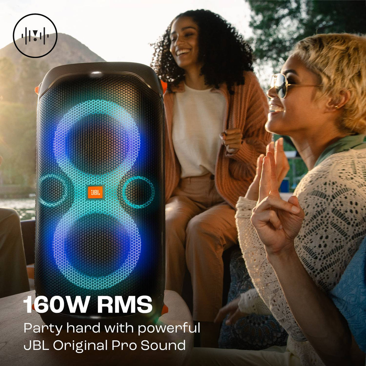 JBL Partybox 110 with,Dynamic Light Show,Upto 12Hr Playtime, App 160 W Bluetooth Party Speaker (Black, Stereo Channel)
