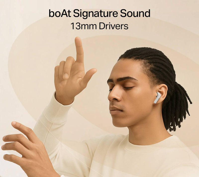 boAt Airdopes Alpha Gen 2, 13mm Drivers,ENx,45H Battery, Stream Ad Free Music via App Bluetooth Headset (Ivory Mist, True Wireless)