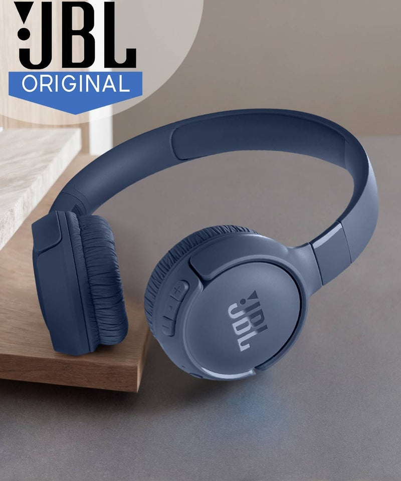 JBL Tune 520 BT 57Hr Playtime, Pure Bass, Multi Connect Bluetooth Headset, BT 5.3LE Bluetooth Headset (Blue, On the Ear)