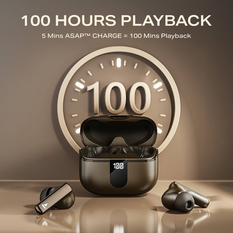 boAt Airdopes 181 Pro, 100H Battery, ENx,LED Display, App Support Bluetooth Headset (Mocha Elegance, True Wireless)