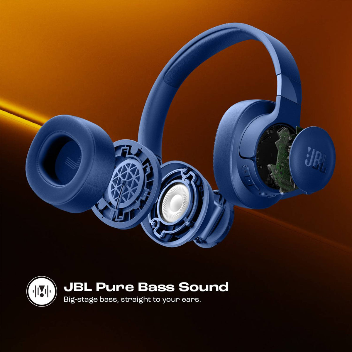 JBL Tune 770NC Active Noise Cancelling, 70Hr Playtime, Fast Pair & Multi Connect Bluetooth Headset (Blue, On the Ear)