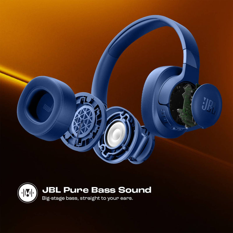 JBL Tune 770NC Active Noise Cancelling, 70Hr Playtime, Fast Pair & Multi Connect Bluetooth Headset (Blue, On the Ear)