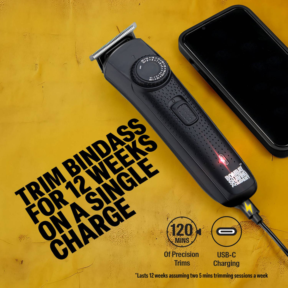 Bombay Shaving Company Power Styler Edge Beard Trimmer Trimmer 120 min Runtime 38 Length Settings (Black)