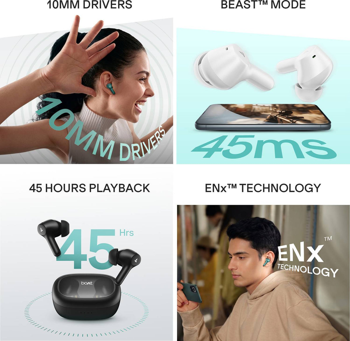 boAt Airdopes 71 Gen 2 TWS, 45H Battery, 2 Mics ENx, BTv6.0,Hearables App,ASAP Charge Bluetooth Headset (Sea Blue, True Wireless)