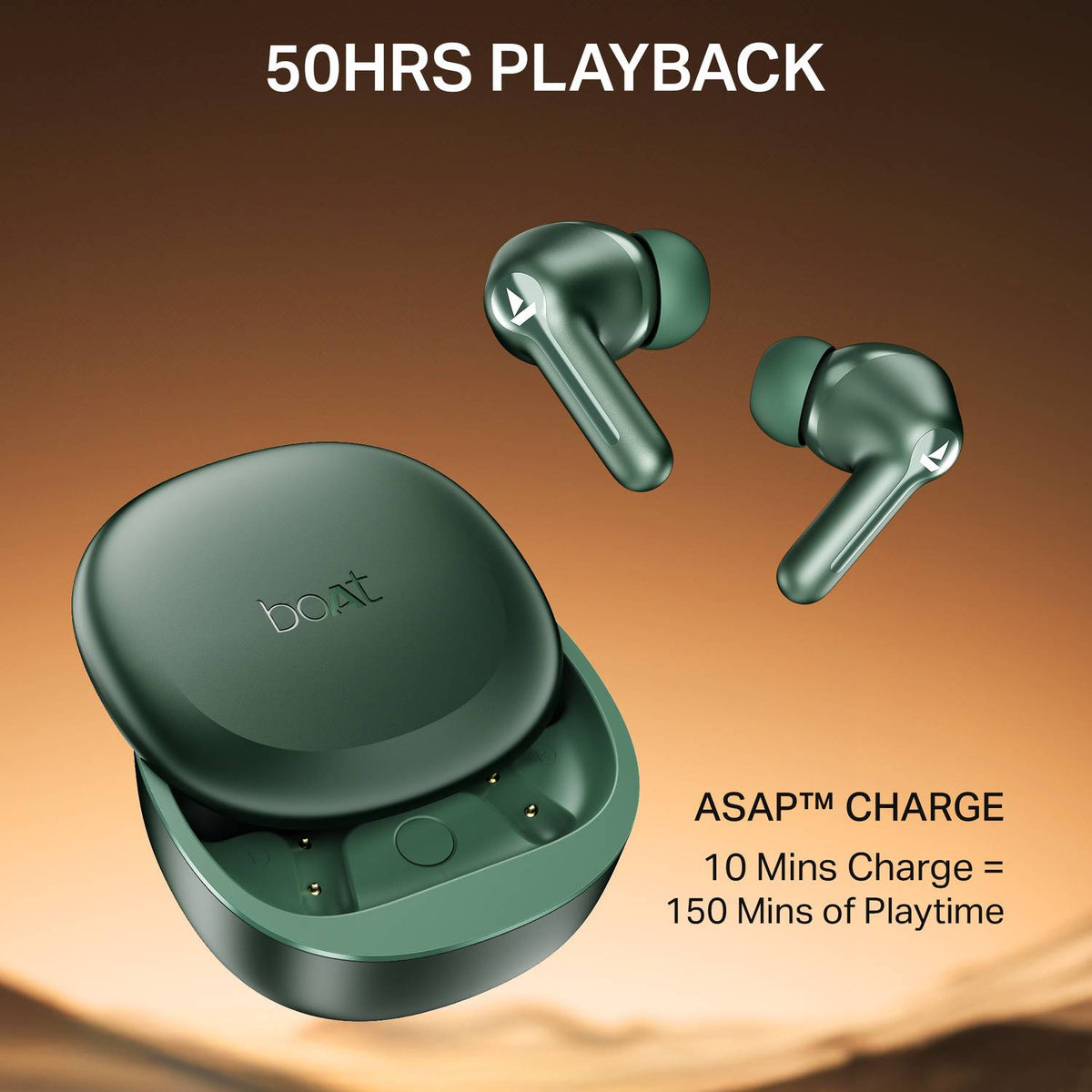boAt Airdopes Prime 413,AI-ENx Tech, 50H Battery,Multi Connect,App Support,BEAST Mode Bluetooth Headset (Green, True Wireless)