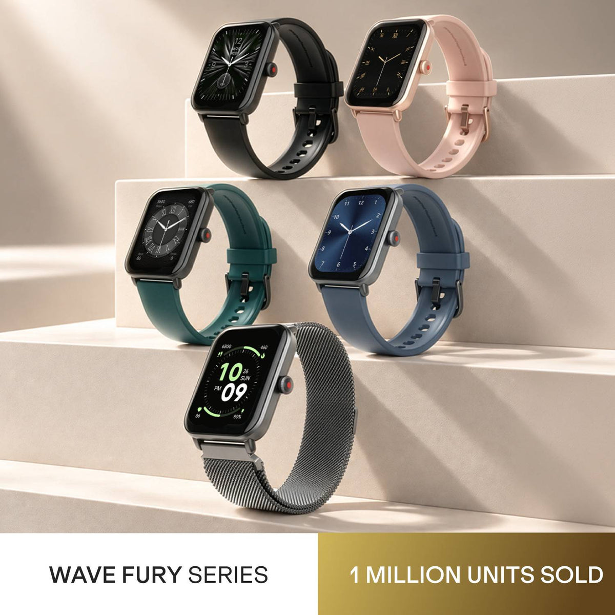 boAt Wave Fury Smartwatch (Green Strap, Free Size)
