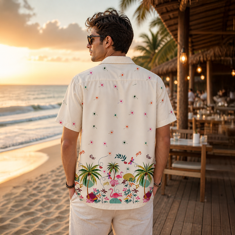 ETHNIC BEACH VIBE PRINTED OVERSIZE SHIRT