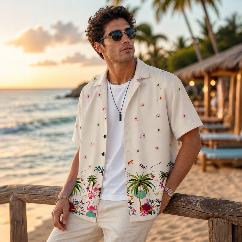 ETHNIC BEACH VIBE PRINTED OVERSIZE SHIRT