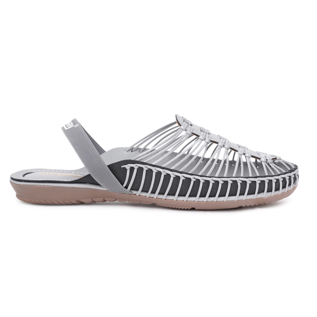 Gray Handcrafted Flat Sandal Clogs-4