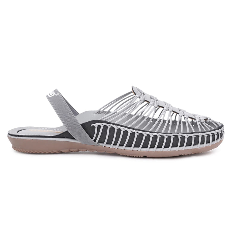 Gray Handcrafted Flat Sandal Clogs-4