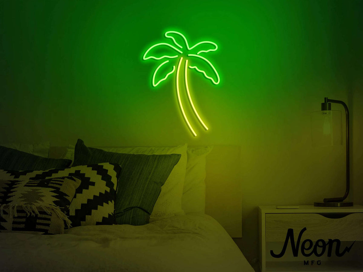 Palm Tree Neon Sign 10 X 14 inches (Green/Yellow) Neonsignsindia