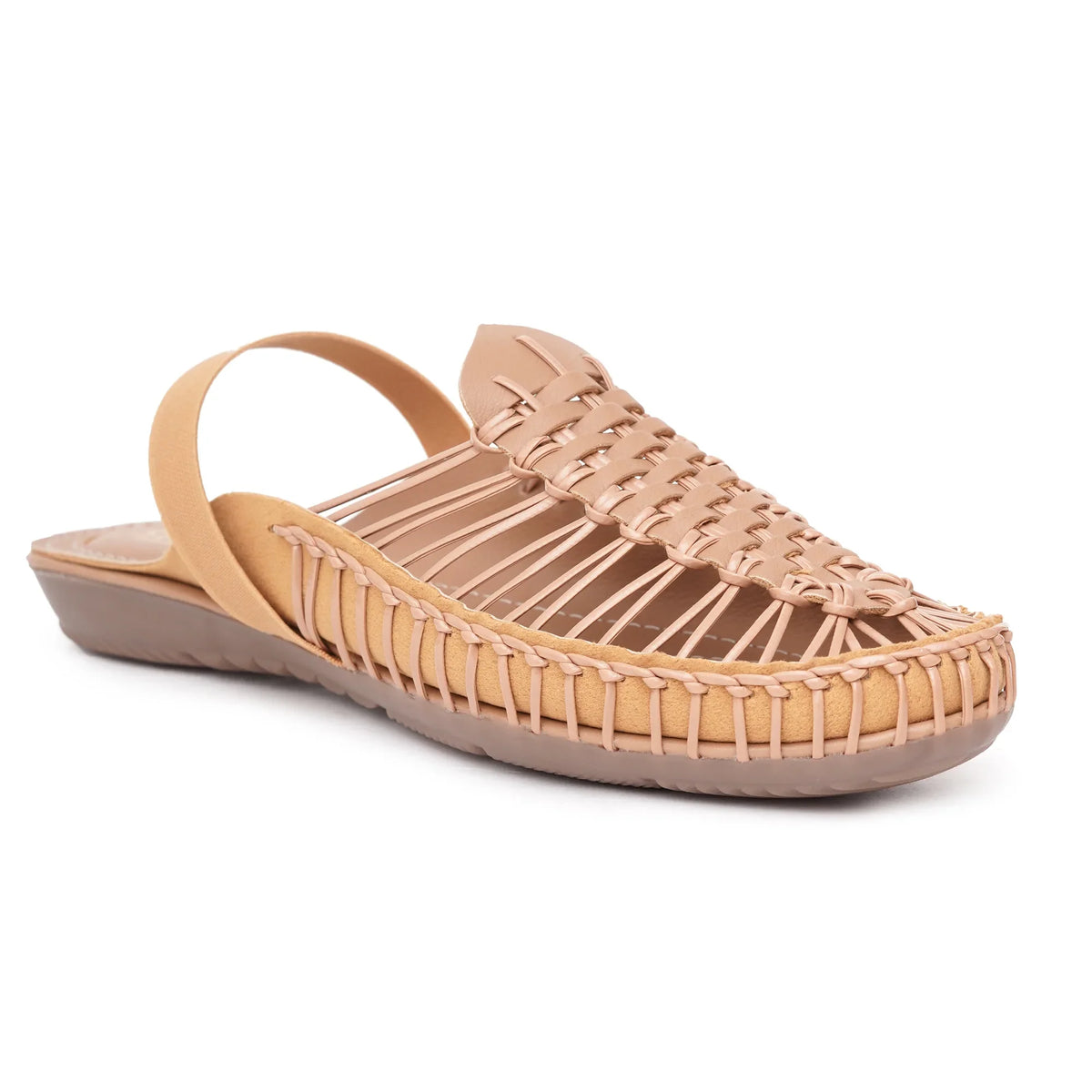 Beige Handcrafted Flat Sandal Clogs-7
