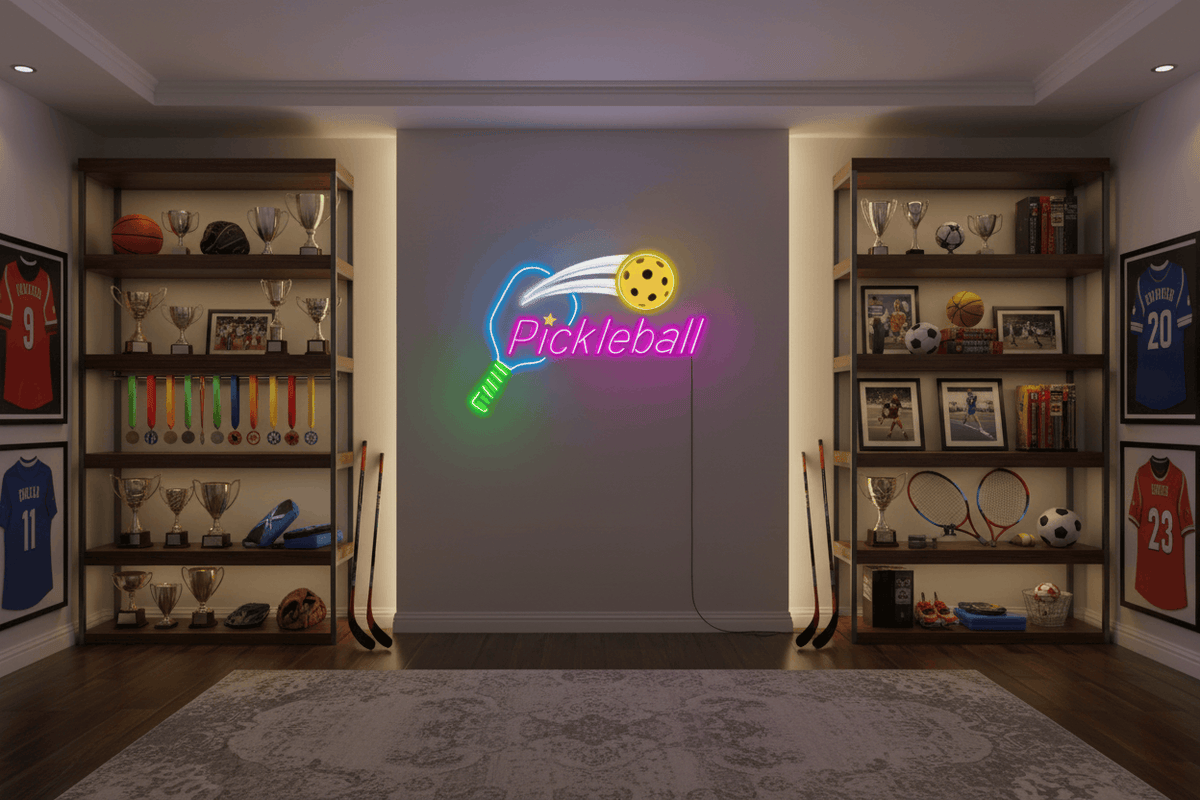 Pickleball Neon LED Wall Sign – Colorful Sports Paddle & Ball Light Decor | Neon Signs India — Image 1