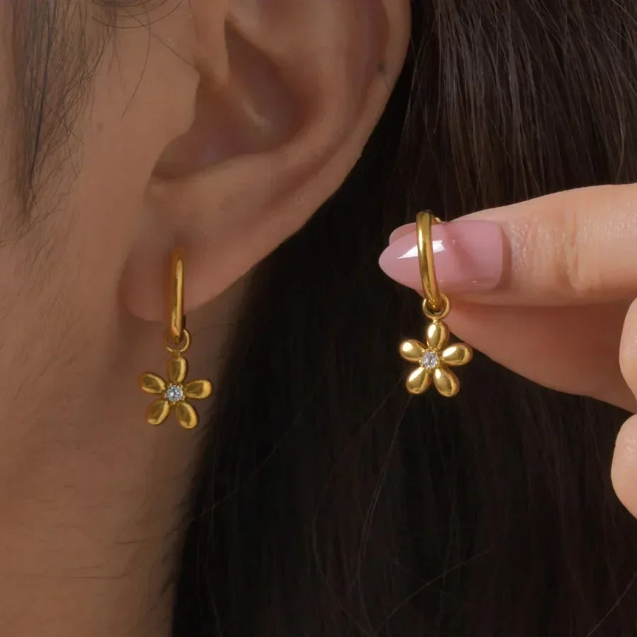 Artistic Flower Hoop Earrings