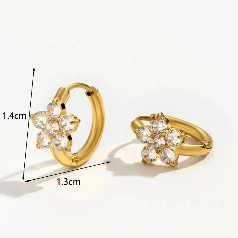 Flower Zircon Drop Earrings