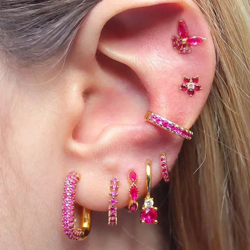 Pink Pop Hoop Earrings