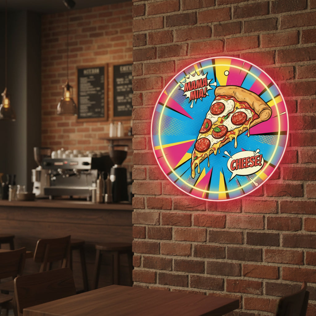 Pizza Slice UV Print Neon Sign (24x24 inches) ?✨ Neonsignsindia