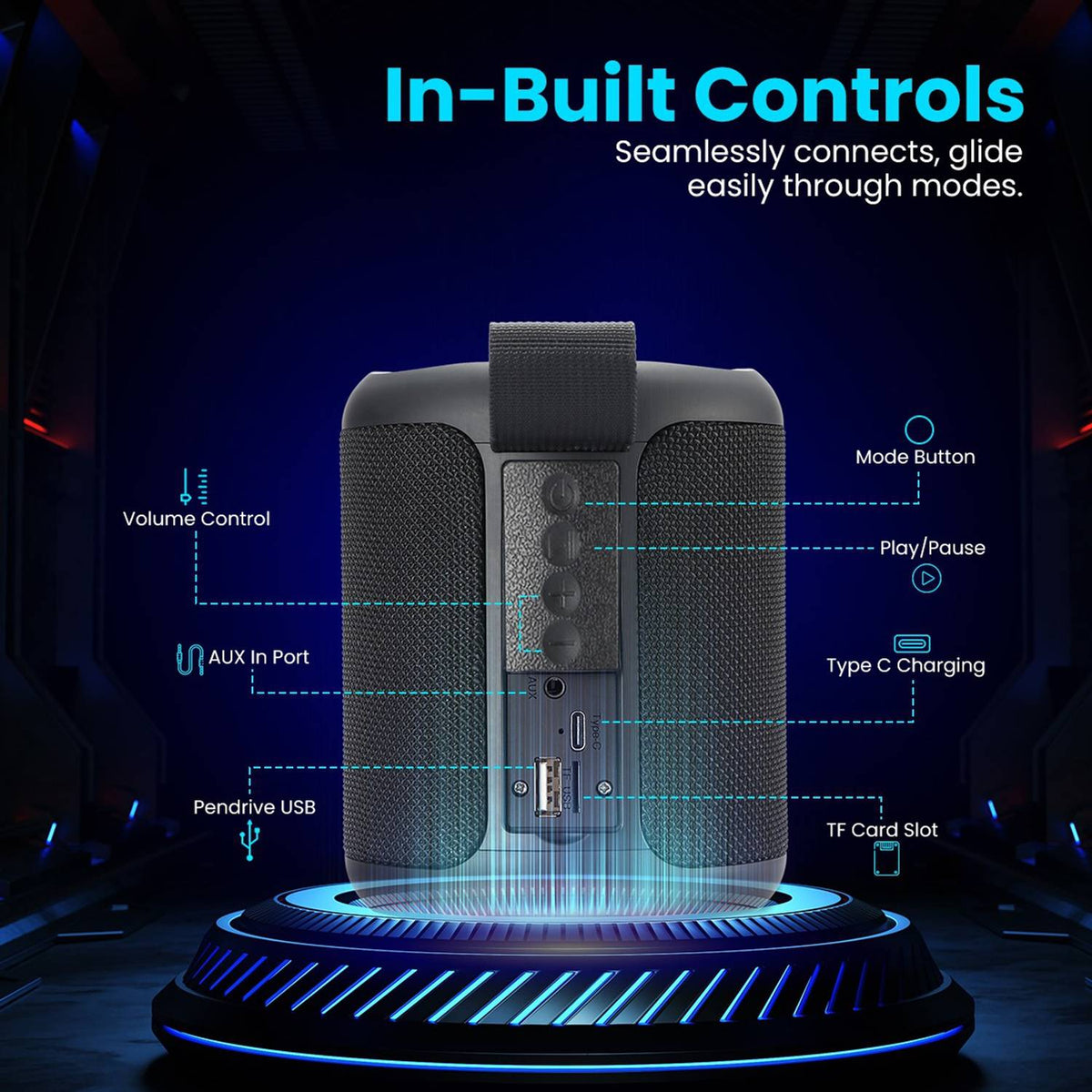 Portronics SoundDrum P Wireless with 6-7 hrs Playback Time, Handsfree Calling, 20 W Bluetooth Speaker