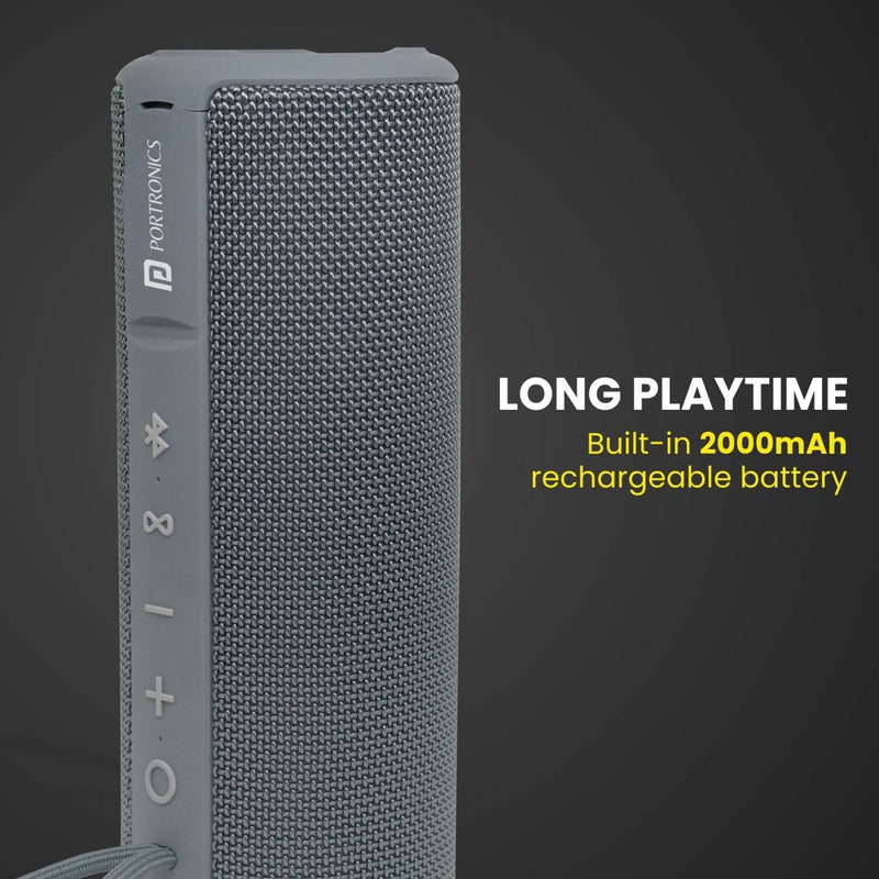 Portronics Breeze Plus 20W Portable Stereo Speaker with TWS, Aux in, Water Resistant 20 W Bluetooth Speaker (Grey, Stereo Channel)