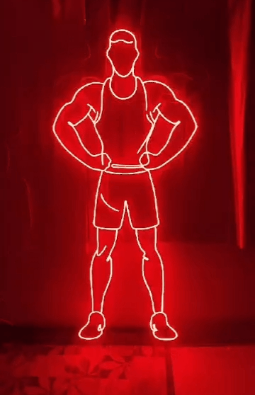 Power Athlete Motion Neon Wall Light – Bold Red Gym Glow - LED Neon Sign