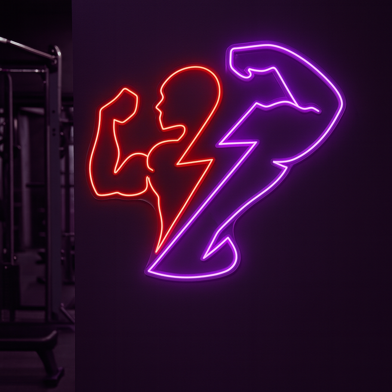 Power Builder Flex Neon Sign – LED fitness Gym Wall Light Neonsignsindia