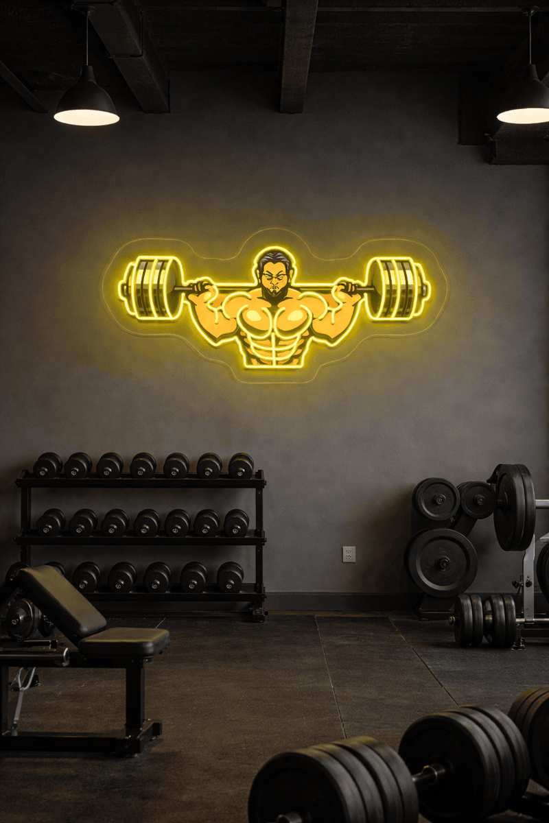 Power Lifter Neon Wall Light – Ultimate Gym Motivation Sign | Neon Signs India — Image 1