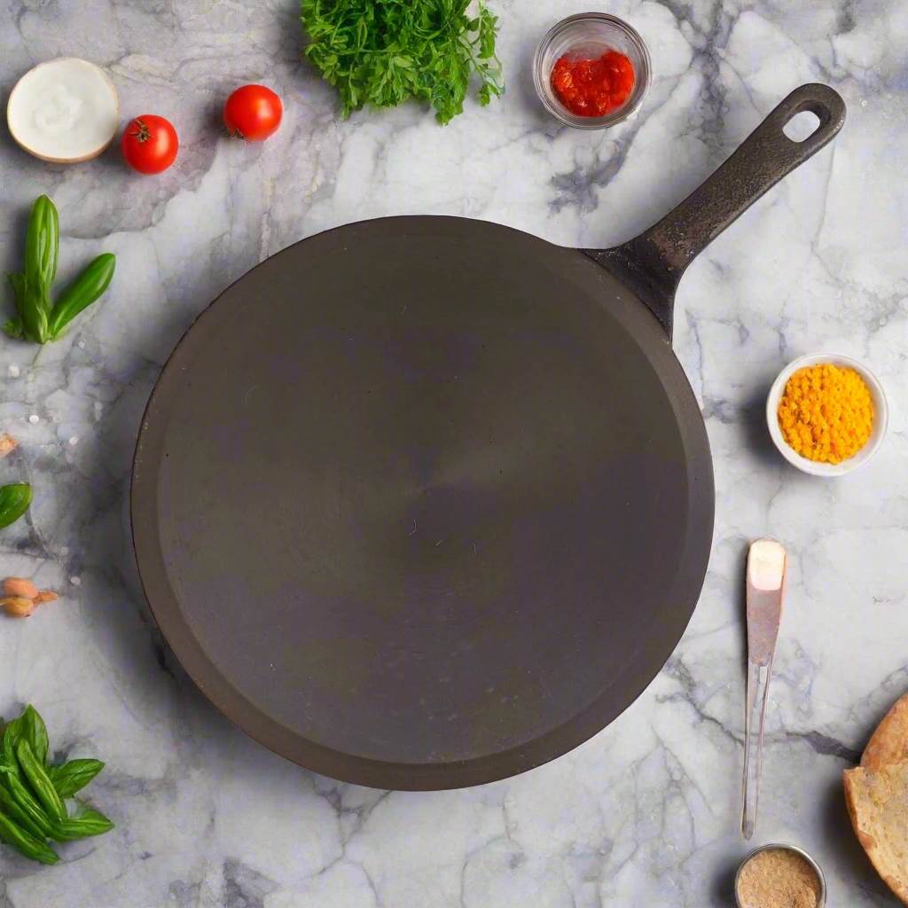 Cast Iron Concave Tawa With Long Handle-2